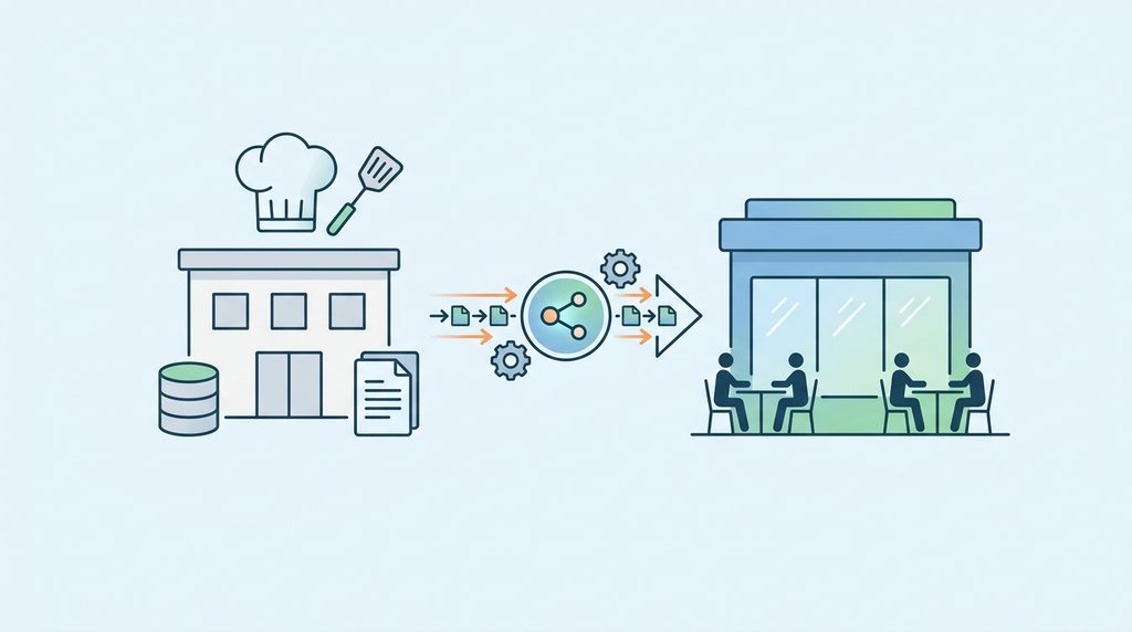 Illustration depicting the functioning of headless WordPress in terms of a restaurant