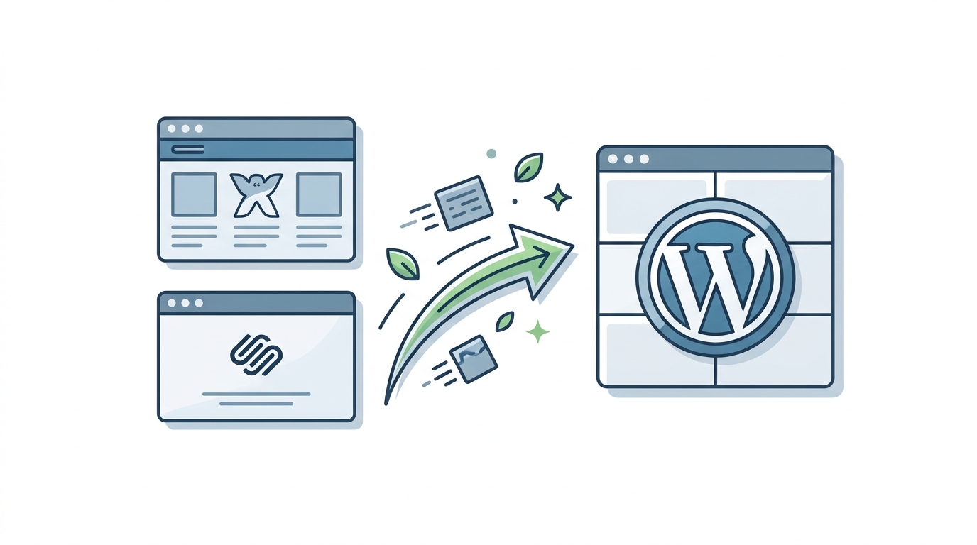 An illustration of websites migrating to a WordPress platform