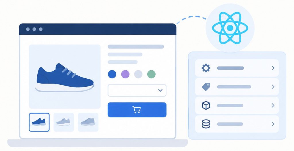 React-powered product page with interactive WooCommerce customization controls